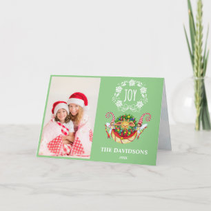 Modern Joy Christmas Typography Rudy Fairies Photo Holiday Card