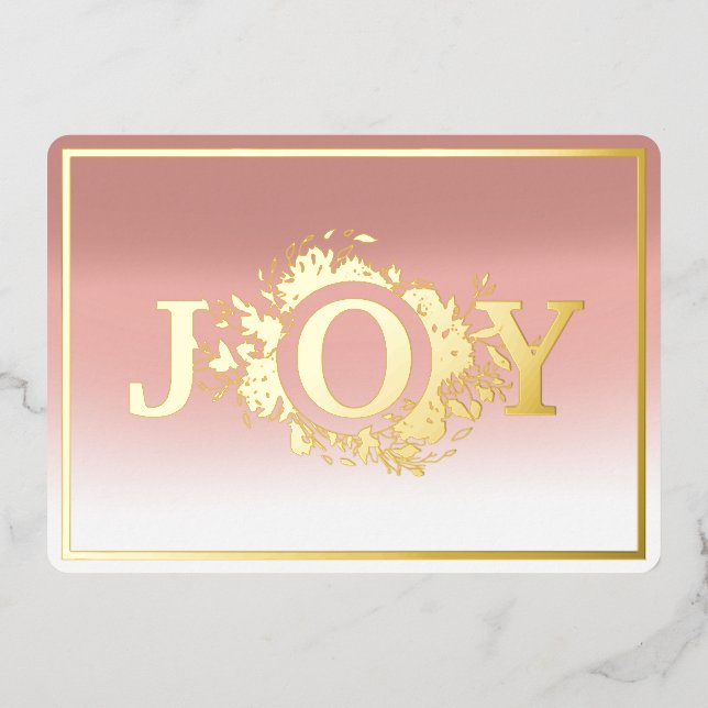 Modern Joy Gold Christmas Photo   Foil Holiday Card (Front)