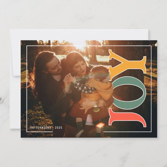 Modern Joy Holiday Photo Card (Front)