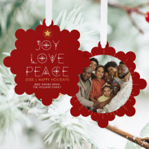 Modern Joy Love Peace Christmas Holiday Photo