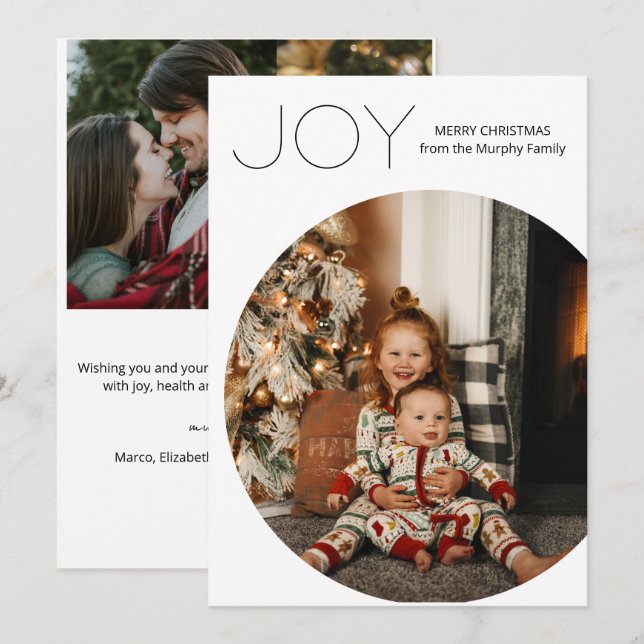 Modern Joy Minimalist Christmas Holiday Card (Front/Back)