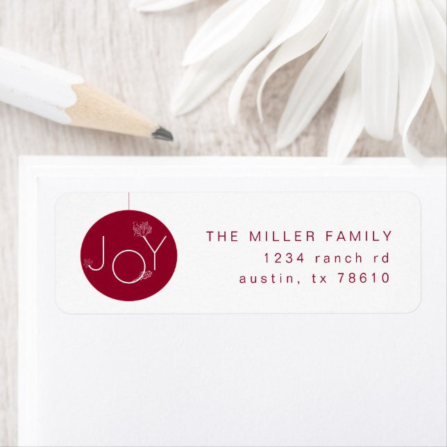 Modern Joy Ornament Holiday Adresse de retour (En situation)