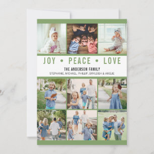 Modern Joy Peace Love Photo Collage Holiday Card