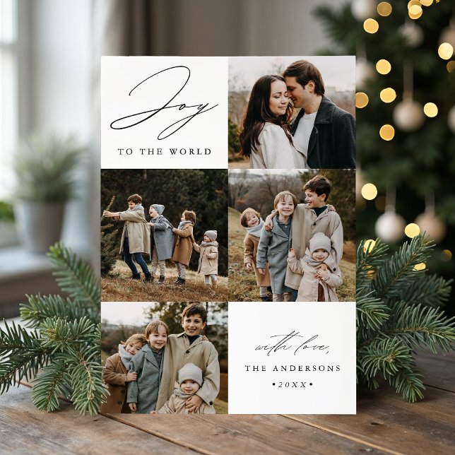 Modern Joy to the World 5 Photo Holiday Card (Creator Uploaded)
