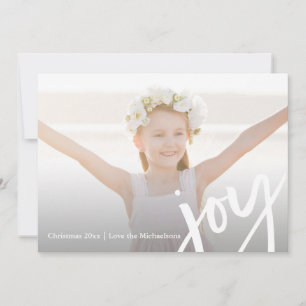 Modern Joy Typography Elegant Photo Christmas Holiday Card