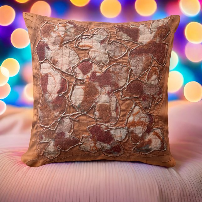 Modern joyful burnt orange butterflies embroidery  throw pillow (Creator Uploaded)