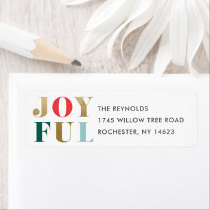 Modern Joyful Christmas Holiday Return Address