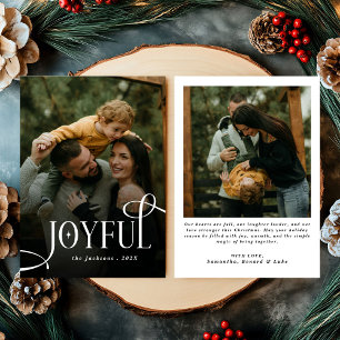 Modern Joyful Family 2 Photo Christmas  Holiday Card