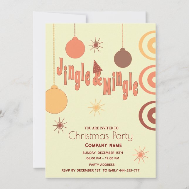 Modern joyful fun jingle and mingle holiday party  invitation (Front)