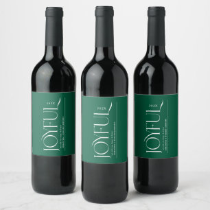Modern Joyful Happy Holidays Merry Christmas Wine Label