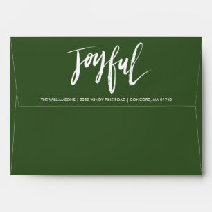 Modern Joyful Holiday Custom Green Return Address Envelope