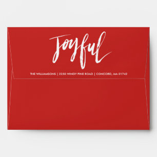 Modern Joyful Holiday Custom Red Return Address Envelope