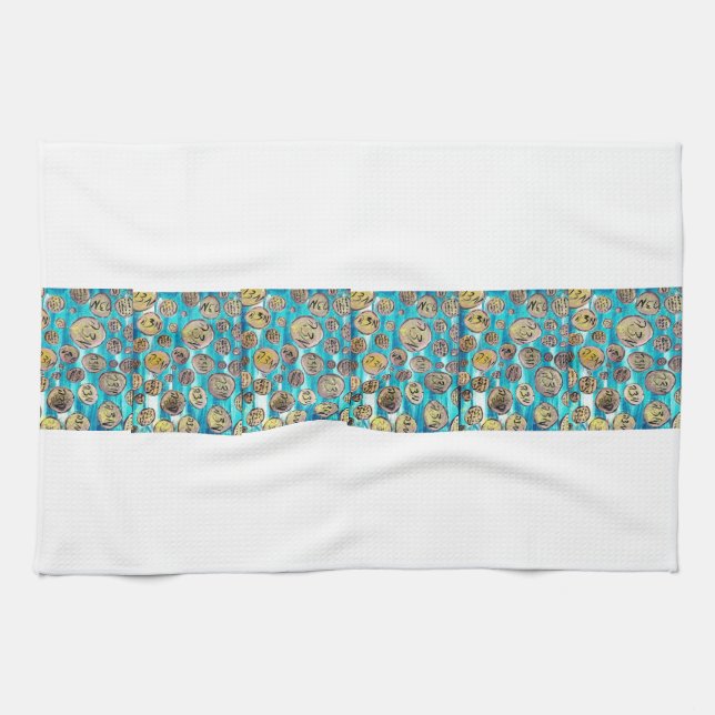 Modern Joyful Matzah  Kitchen Towel (Horizontal)