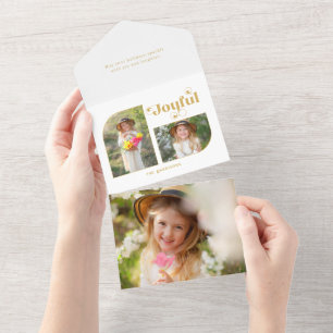 Modern Joyful Typography Half Arch 2-Photo All In One Invitation