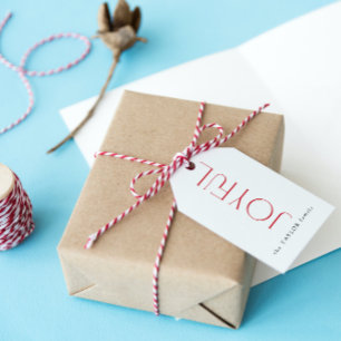 Modern Joyful Typography Red Christmas Holiday Gift Tags