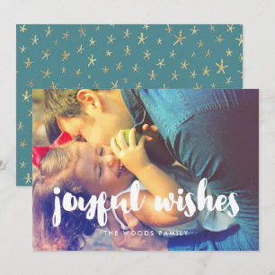 Modern Joyful Wishes Inspirational Photo Holiday Card