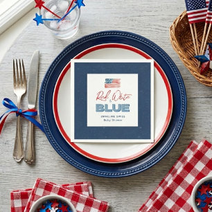Modern July 4th Watercolor Flag Baby Shower Napkin
