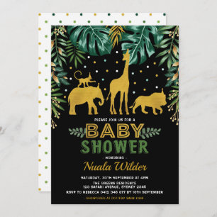 Modern Jungle Baby Shower / Tropical Safari Invitation