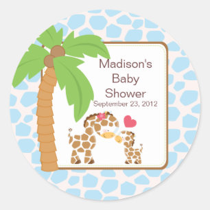 Modern Jungle Giraffe Safari Baby Shower Sticker