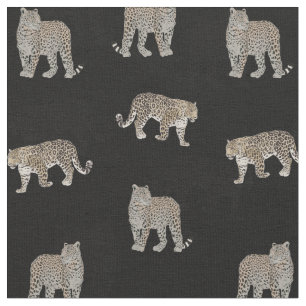 Modern Jungle Leopard Animals Black Pattern Fabric