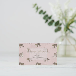 Modern Jungle Leopard Animals Pink Pattern Business Card