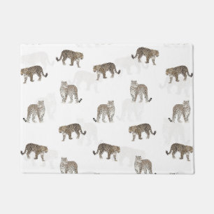 Modern Jungle Leopard Animals White Pattern Doormat