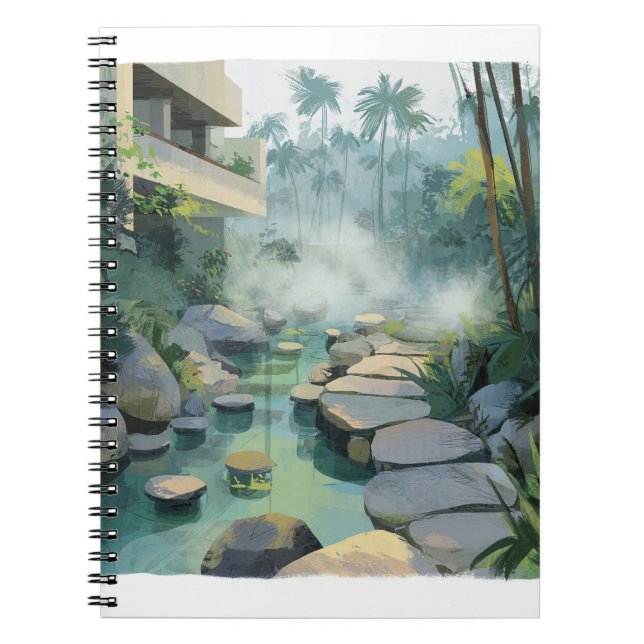 Modern Jungle Spa Stepping Stones Art Notebook (Front)