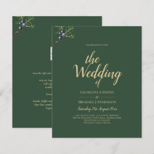 Modern JUNIPER Green GOLD Wedding Invite