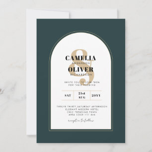Modern JUNIPER Green Gold Wedding INVITE QR Code