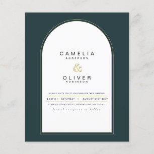Modern JUNIPER Green Gold Wedding INVITE QR Code Flyer