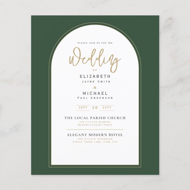 Modern Juniper Green Wedding Invitation (Front)