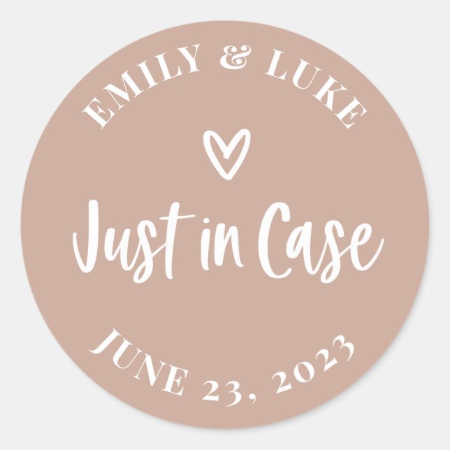 Modern Just in Case Wedding Recovery Kit  Classic Round Sticker (Front)