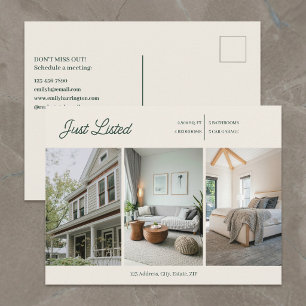 Modern Just Listed Green Real Estate Agent Postcard