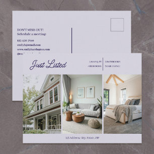 Modern Just Listed Lavender Real Estate Agent Postcard