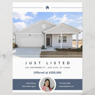 Modern Just Listed Two-Sided Real Estate Marketing Flyer