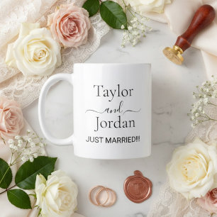 Modern "Just Married" Wedding Minimalist  Large Coffee Mug