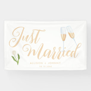 Modern Just Married Wedding Reception car Banner