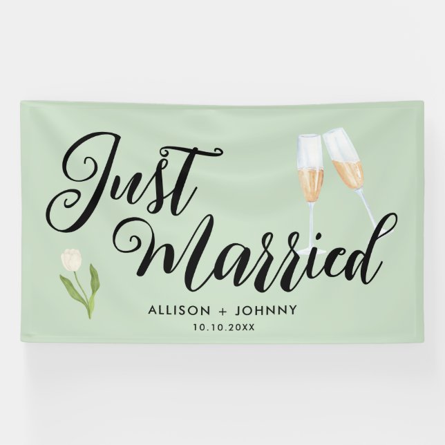 Modern Just Married Wedding Reception car Banner (Horizontal)