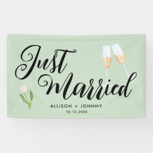 Modern Just Married Wedding Reception car Banner