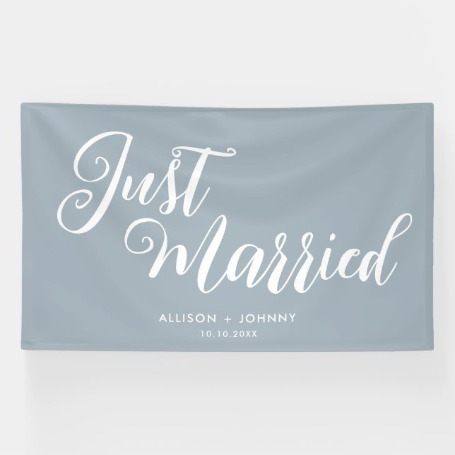 Modern Just Married Wedding Reception Simple Banner (Horizontal)