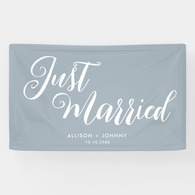 Modern Just Married Wedding Reception Simple Banner (Horizontal)