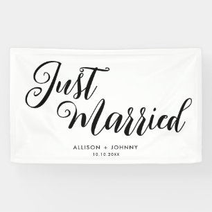 Modern Just Married Wedding Reception Simple Banner