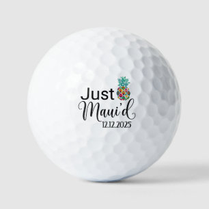 Modern Just Maui'd Hawaii Honeymoon Couple Golf Balls