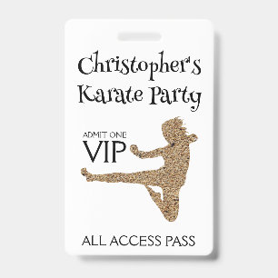 Modern Karate Party Kids Birthday VIP Pass Badge