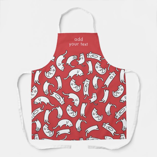 Modern Kawaii Funny Cute Cats Pattern Apron (Front)