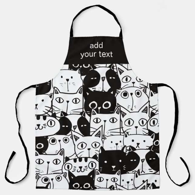 Modern Kawaii Funny Cute Cats Pattern Apron (Front)