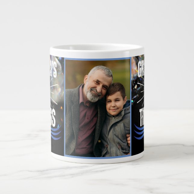 Modern Keepsake Grandfather Grandpa Family Photo Large Coffee Mug (Front)