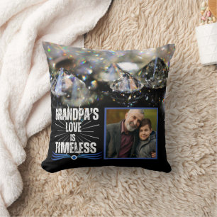 Modern Keepsake Grandfather Grandpa Family Photo Throw Pillow