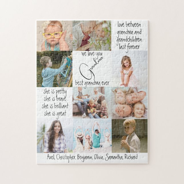 Modern Keepsake Photo Collage Best Grandma Ever Jigsaw Puzzle (Vertical)