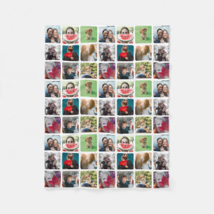 Modern Keepsake Photo Collage Pattern Fleece Blanket